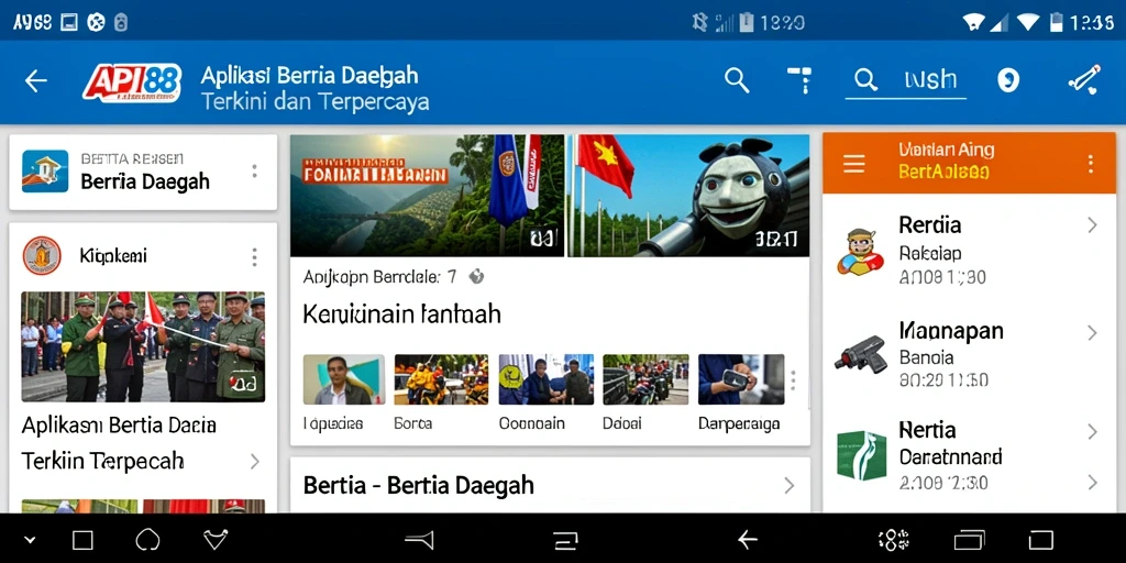 Antarmuka API88 menampilkan berbagai kategori berita daerah yang jelas.