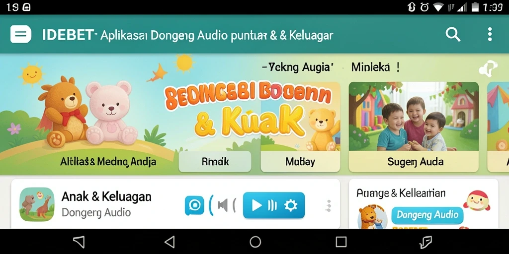Antarmuka aplikasi IDEBET untuk dongeng audio yang ramah pengguna.